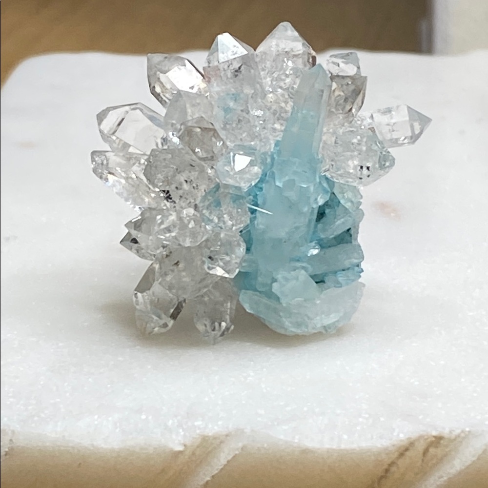 Light Blue Crystal Cluster Statement Ring - Women… - image 3
